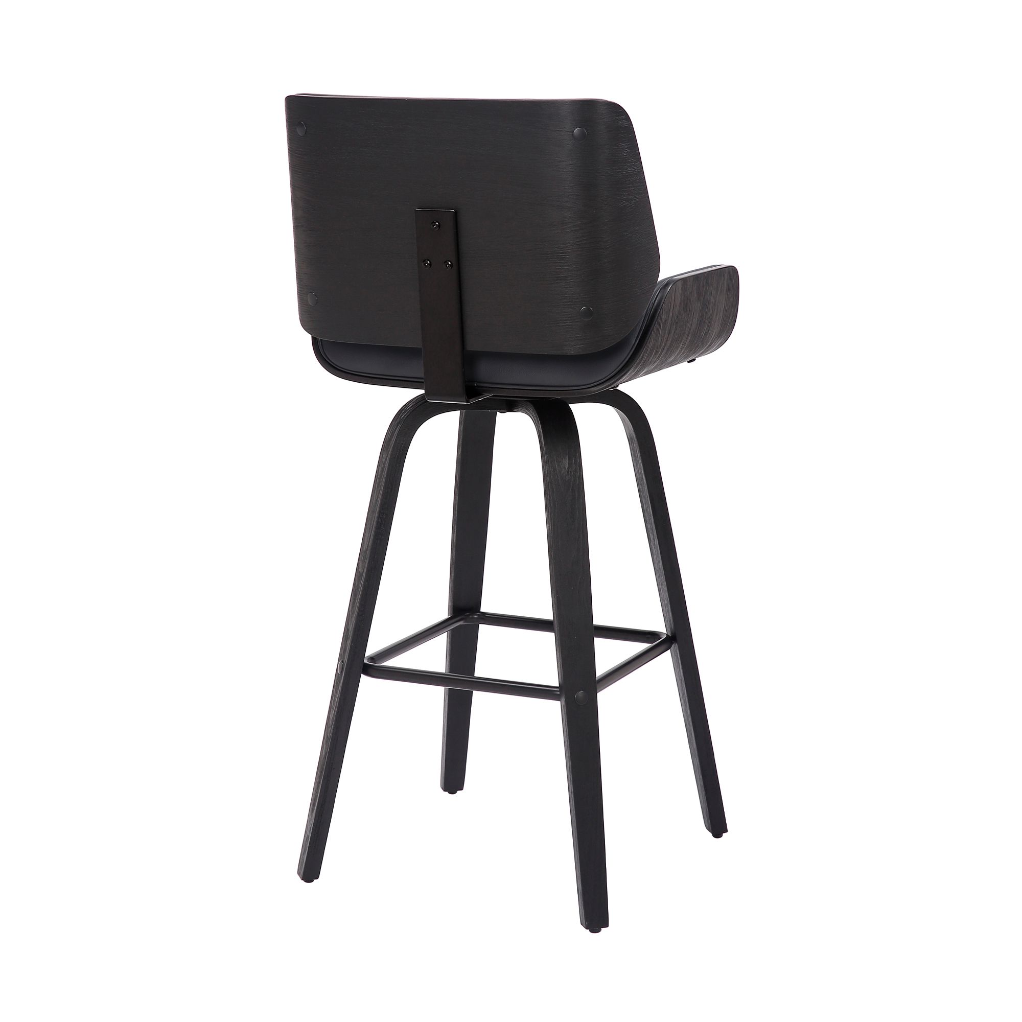 Image 4 Tyler 26 in. Swivel Barstool in Grey Faux Leather and Black Wood more views