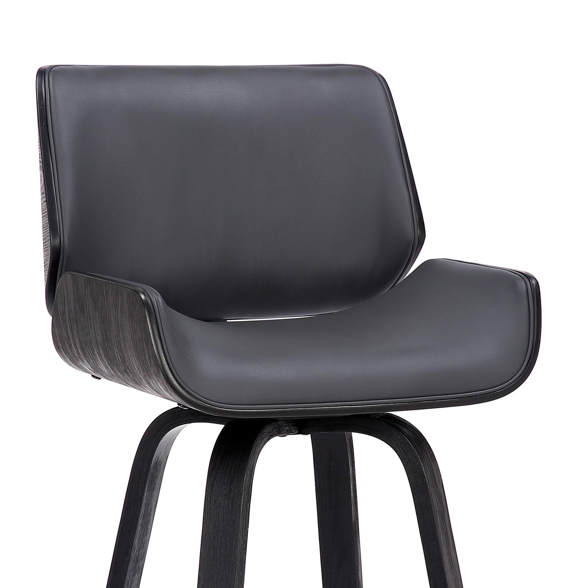 Image 6 Tyler 26 in. Swivel Barstool in Grey Faux Leather and Black Wood more views
