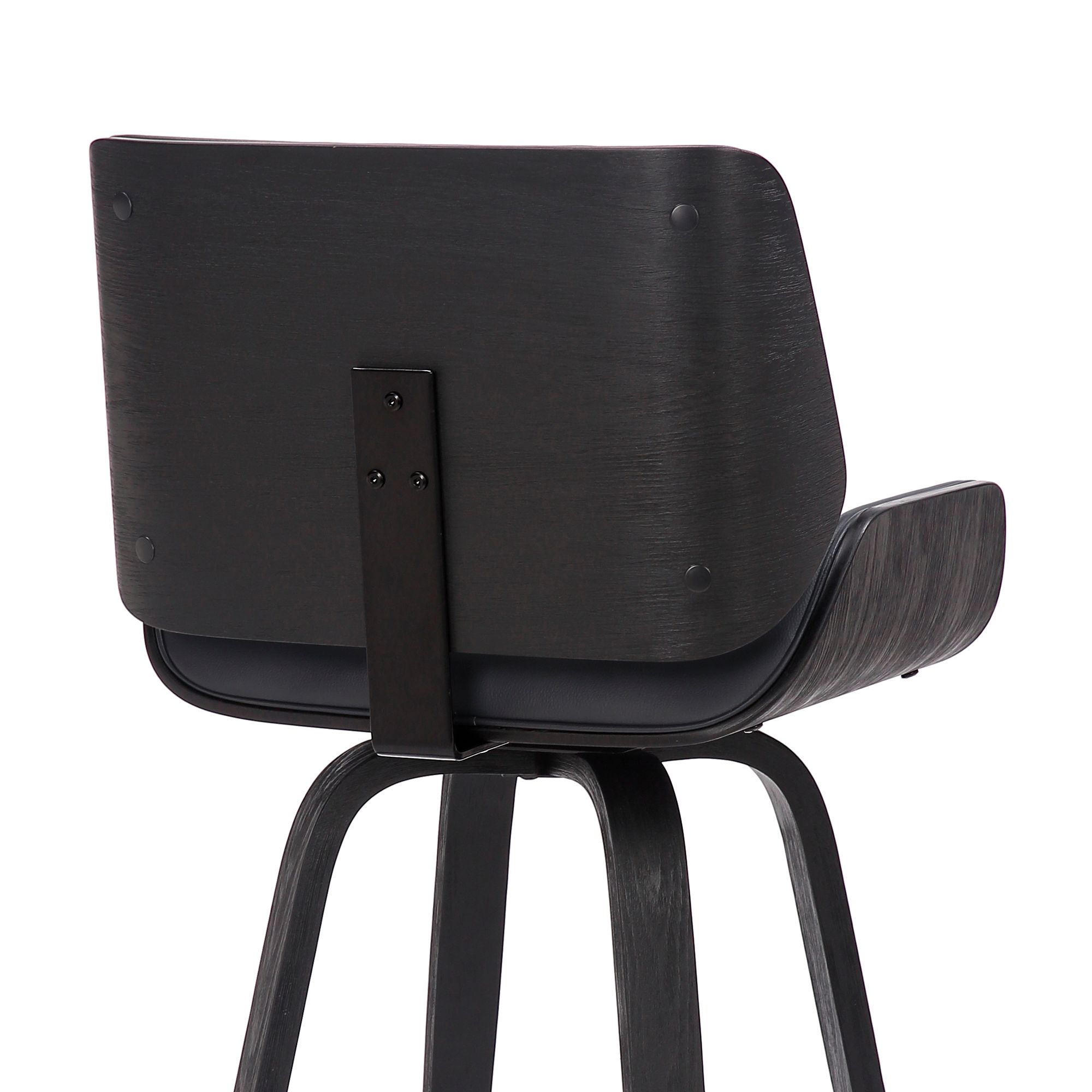 Image 7 Tyler 26 in. Swivel Barstool in Grey Faux Leather and Black Wood more views