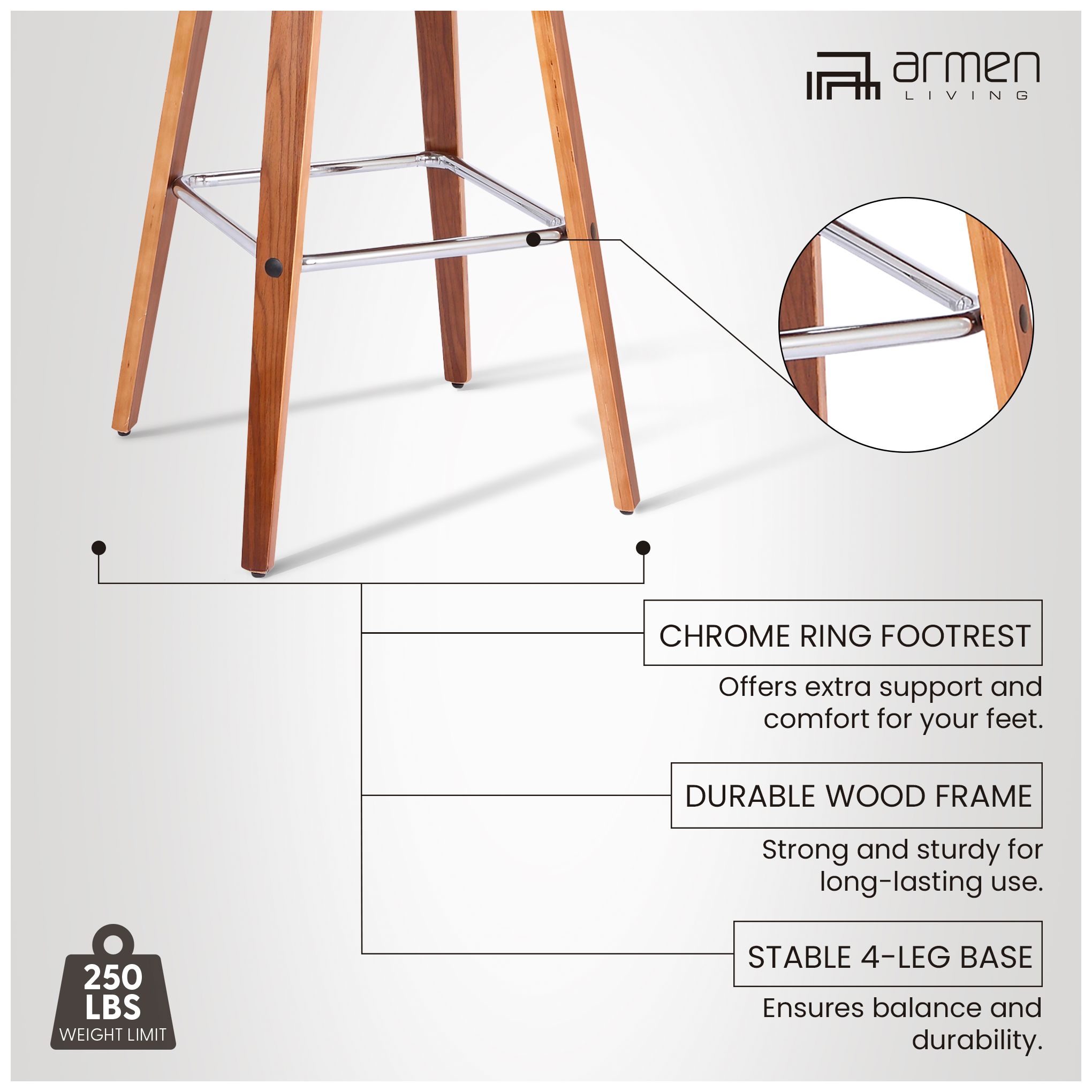 Tyler 30 in. Swivel Barstool in Brown Faux Leather and Walnut Wood