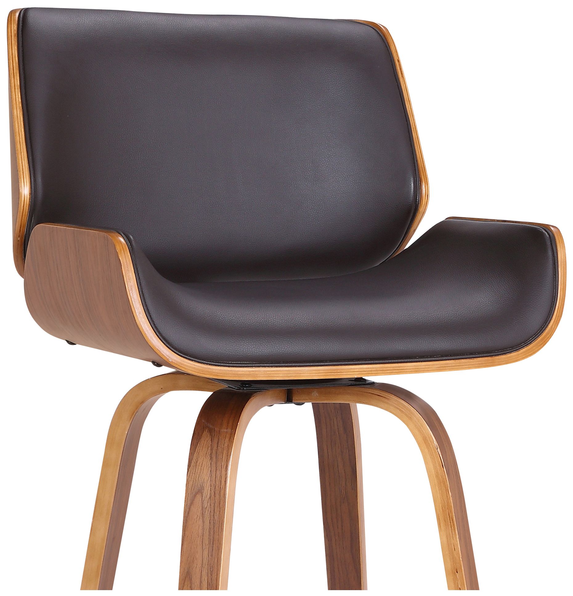 Image 5 Tyler 30 in. Swivel Barstool in Brown Faux Leather and Walnut Wood more views