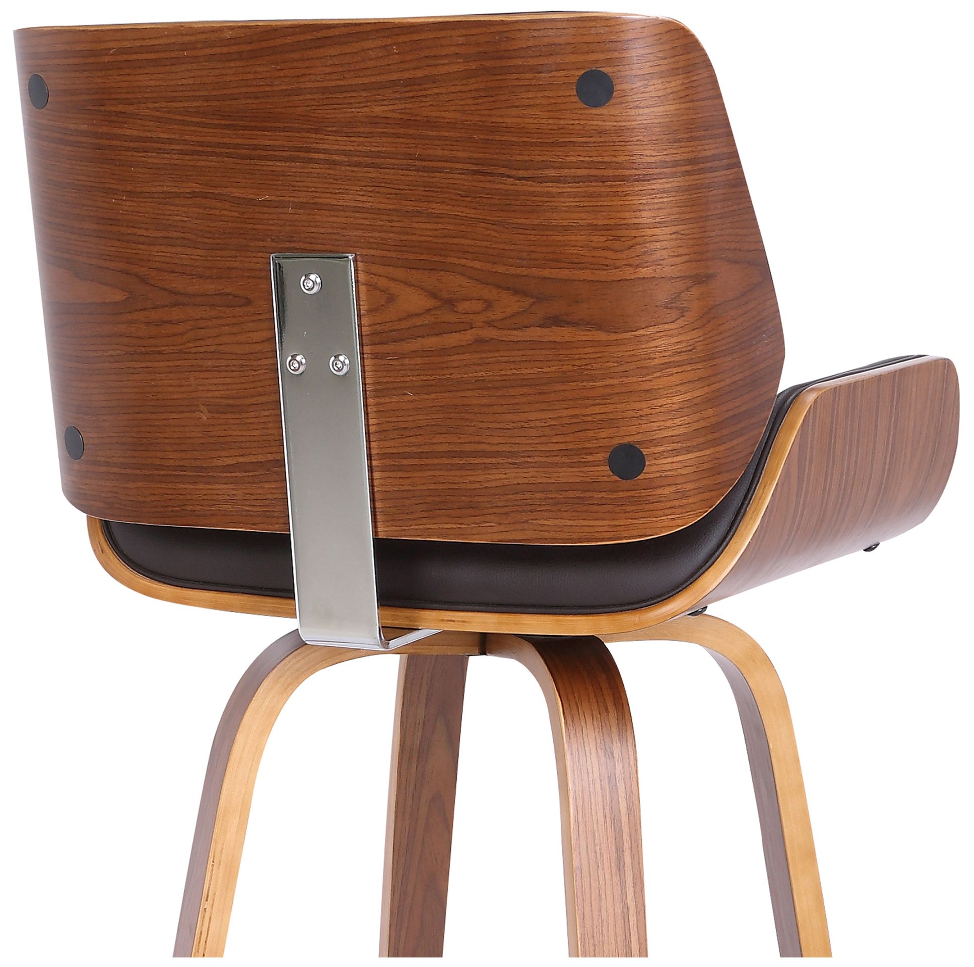 Image 7 Tyler 30 in. Swivel Barstool in Brown Faux Leather and Walnut Wood more views