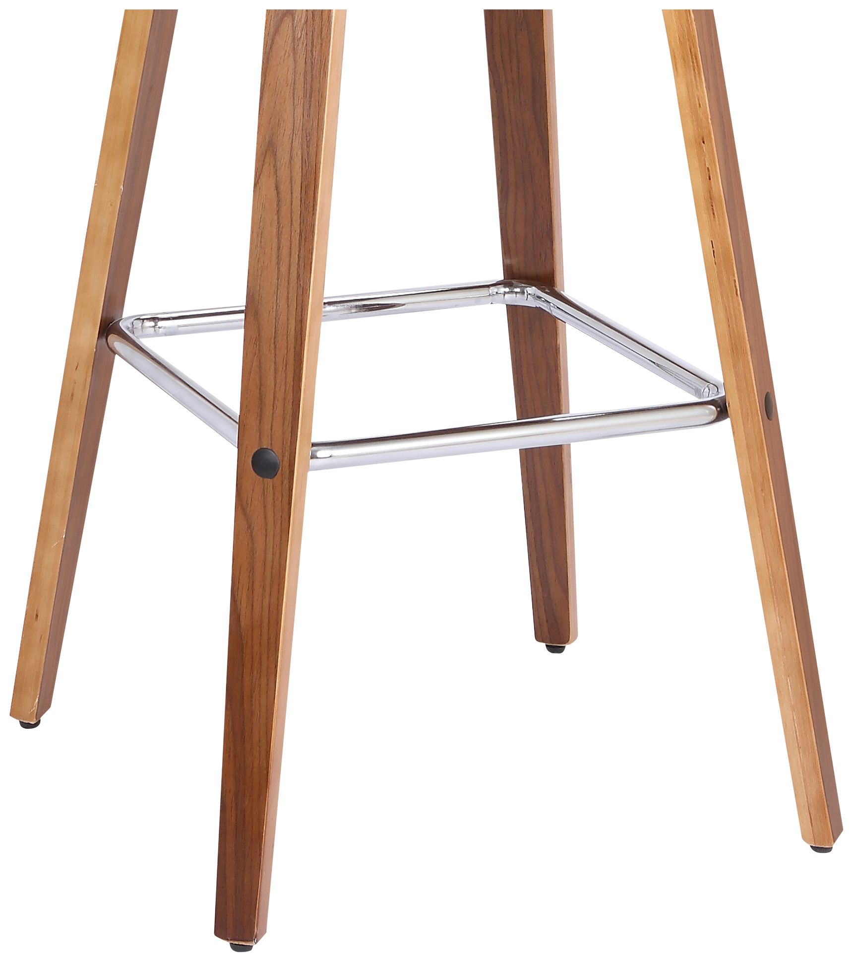 Tyler 30 in. Swivel Barstool in Brown Faux Leather and Walnut Wood