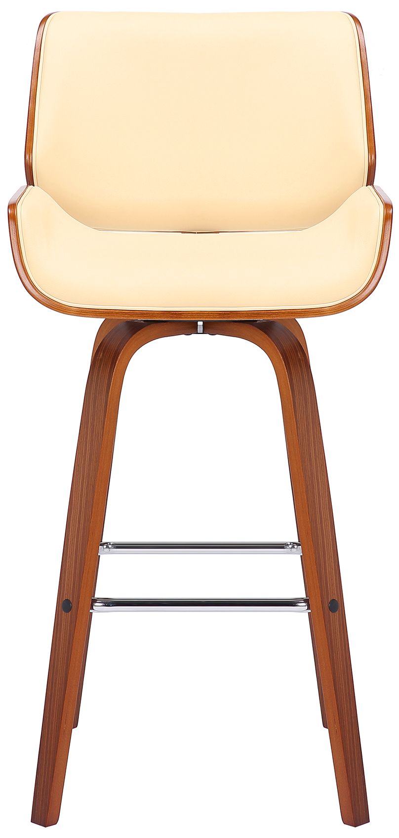 Image 2 Tyler 30 in. Swivel Barstool in Cream Faux Leather and Walnut Wood more views