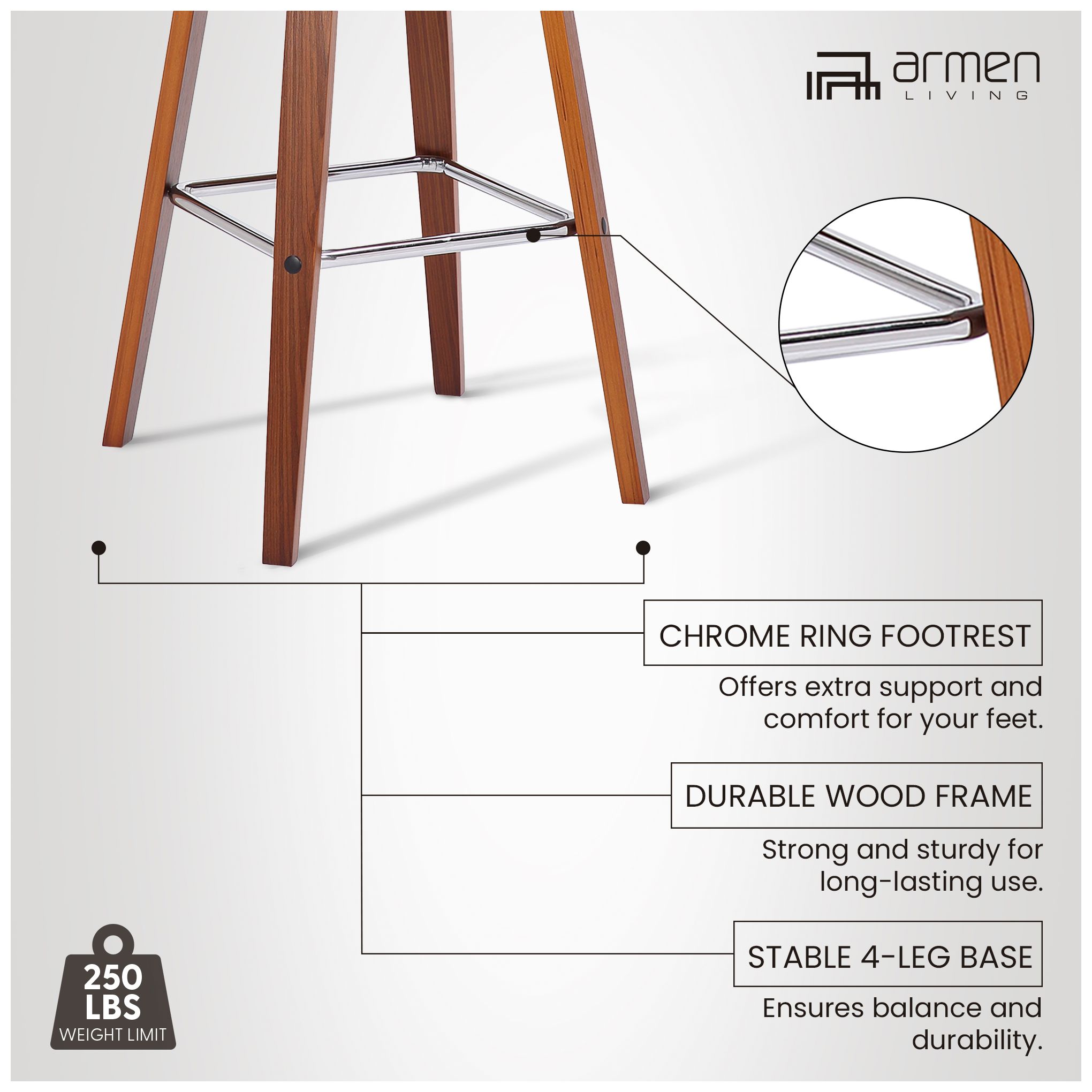 Tyler 30 in. Swivel Barstool in Cream Faux Leather and Walnut Wood