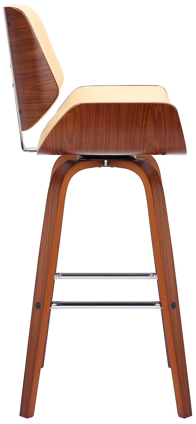 Image 3 Tyler 30 in. Swivel Barstool in Cream Faux Leather and Walnut Wood more views