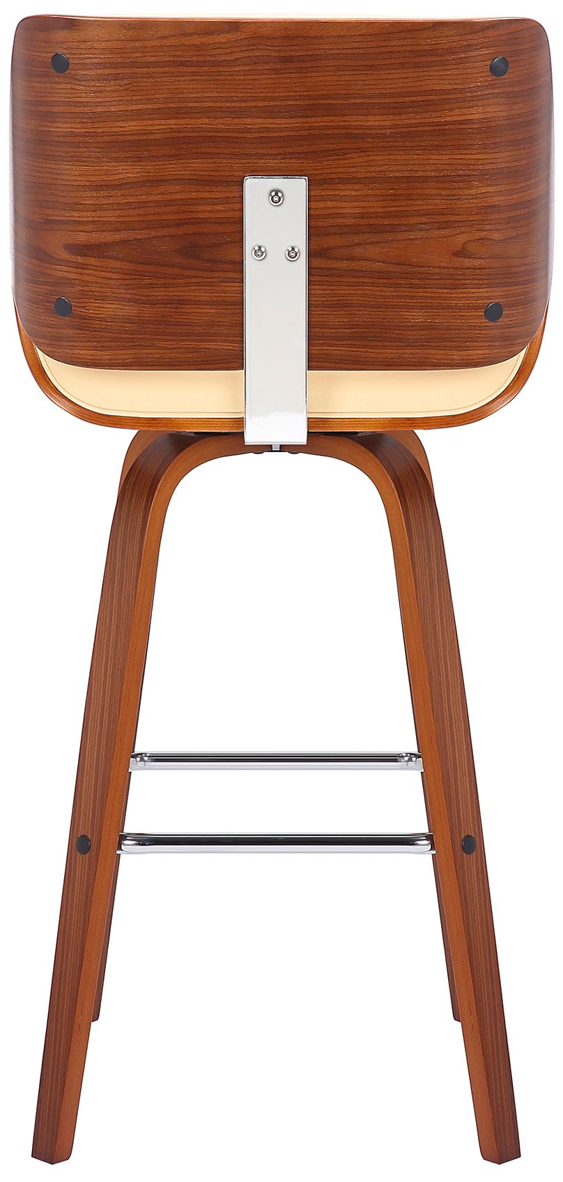 Image 5 Tyler 30 in. Swivel Barstool in Cream Faux Leather and Walnut Wood more views