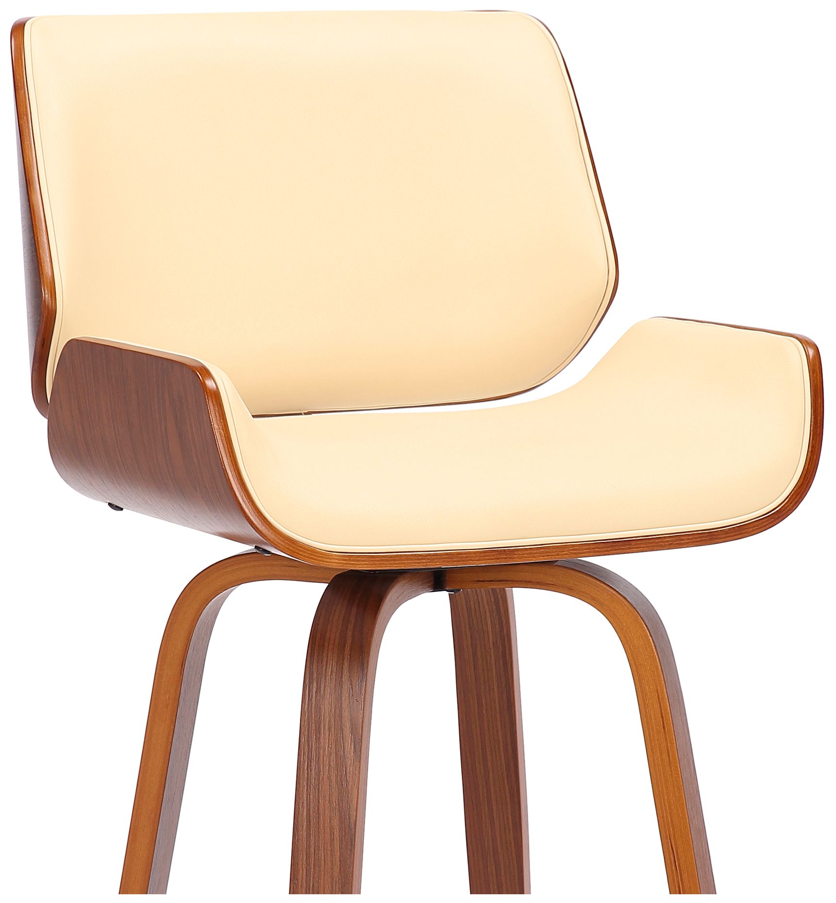 Image 6 Tyler 30 in. Swivel Barstool in Cream Faux Leather and Walnut Wood more views