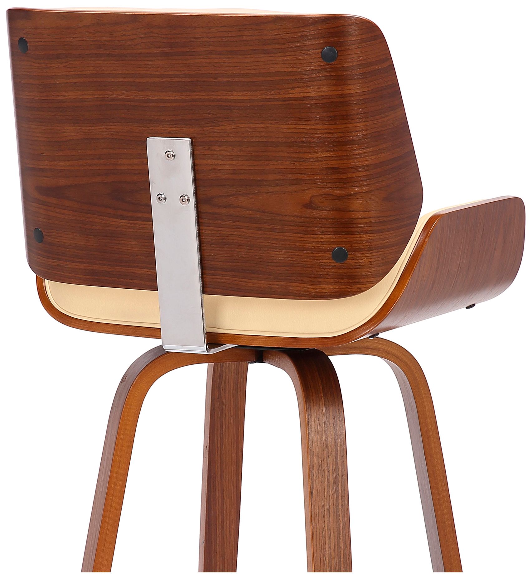 Image 7 Tyler 30 in. Swivel Barstool in Cream Faux Leather and Walnut Wood more views