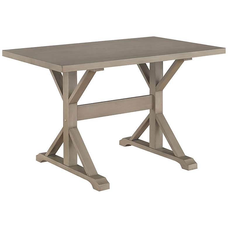 Image 3 Tyler 48 inch Wide Weathered Gray Wood Rectangular Trestle Table