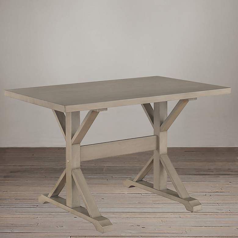 Image 2 Tyler 48 inch Wide Weathered Gray Wood Rectangular Trestle Table