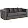 Tyler 91" Wide Grey Faux Leather Modern Sofa with Pillows