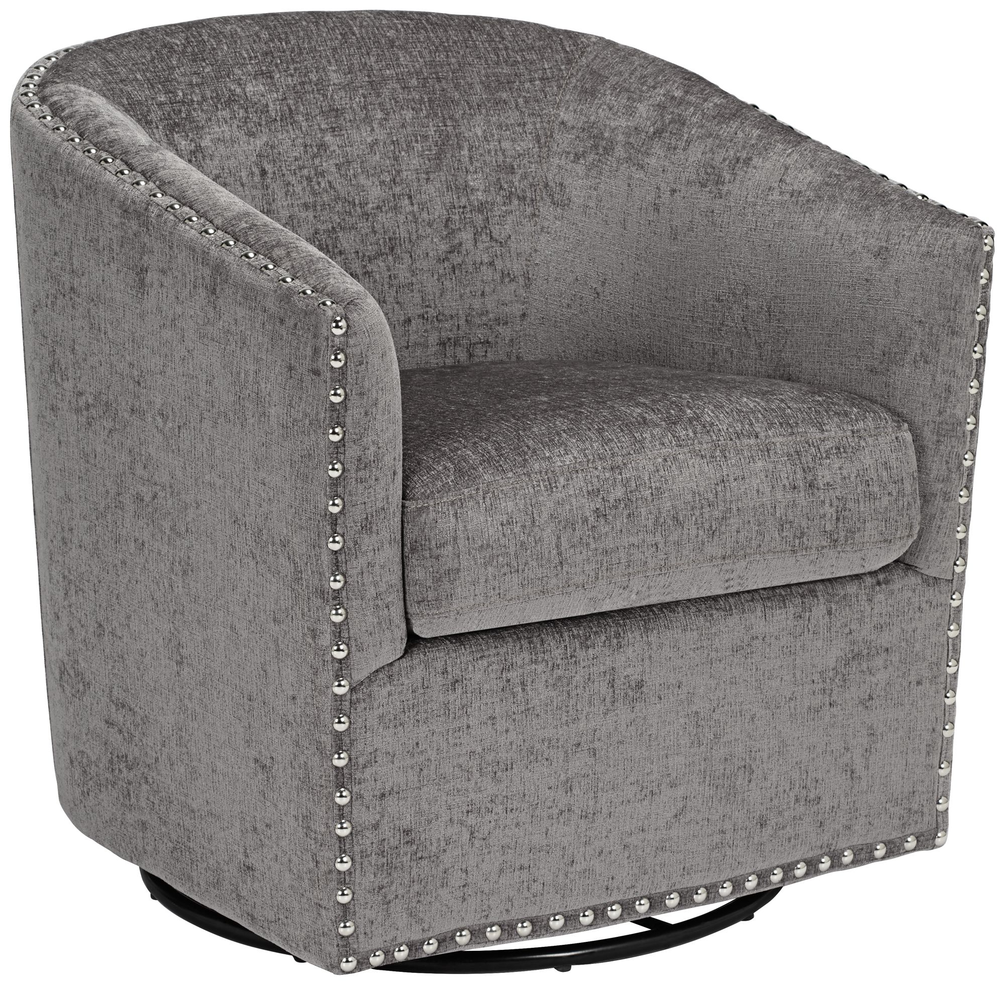 Tyler Xandu Gray Melange Fabric Swivel Armchair