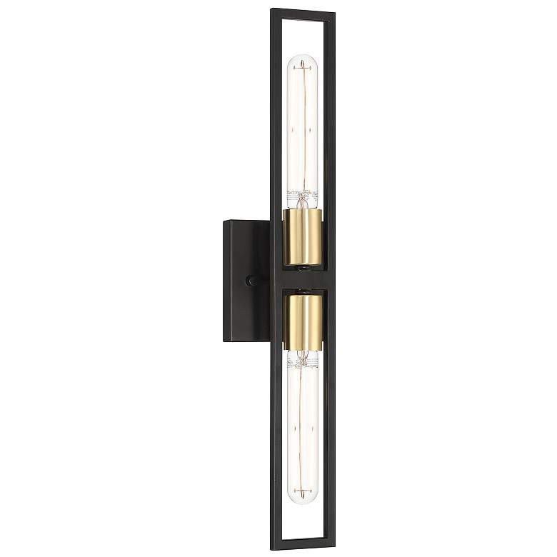 Image 1 Tyne 18" High 2 Light Black And Antique Brushed Brass LED Wall Sconce