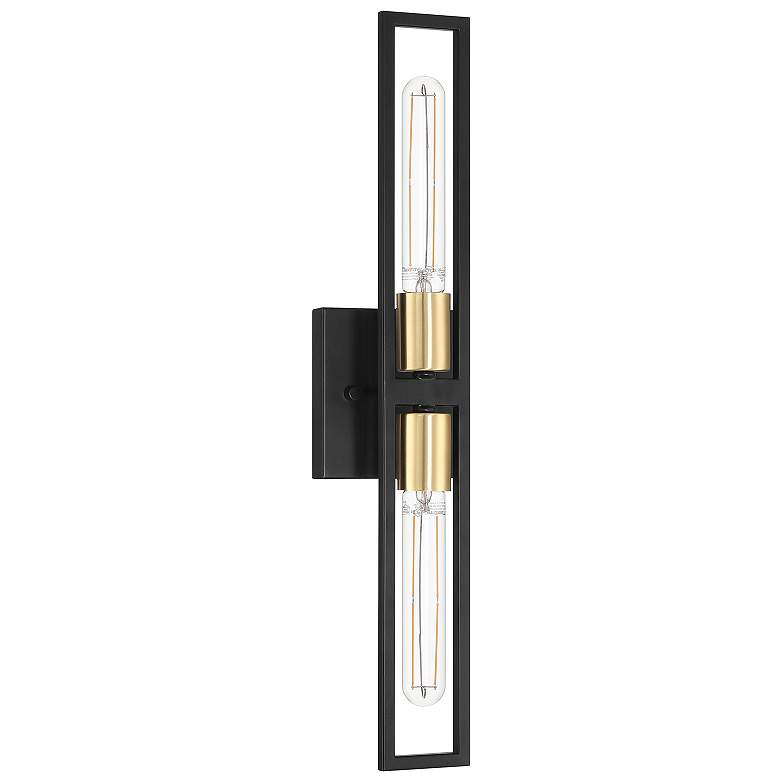 Image 2 Tyne 18" High 2 Light Black And Antique Brushed Brass LED Wall Sconce more views