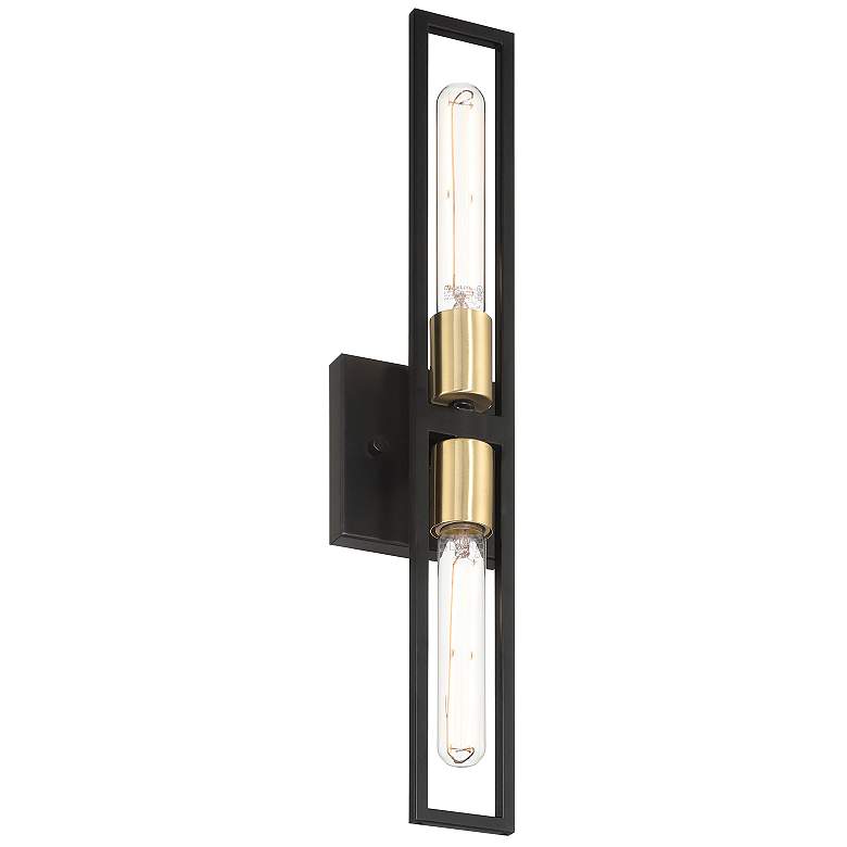 Image 4 Tyne 18" High 2 Light Black And Antique Brushed Brass LED Wall Sconce more views