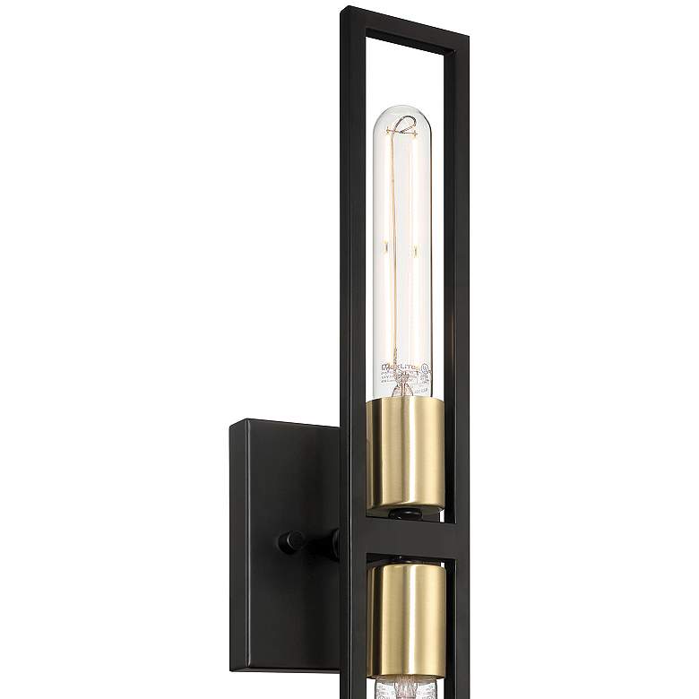 Image 6 Tyne 18" High 2 Light Black And Antique Brushed Brass LED Wall Sconce more views