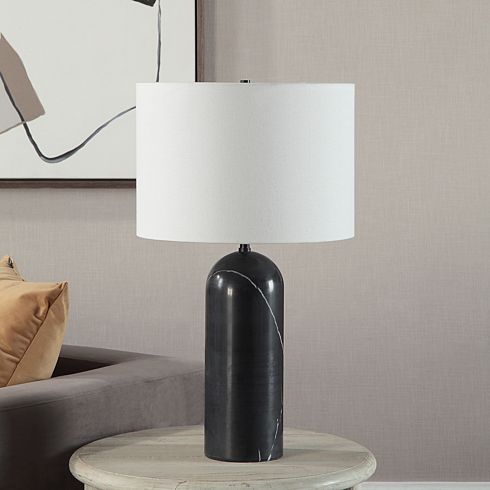Image 4 Tyne Matte Black Marble Bottle Table Lamp more views