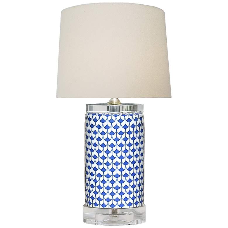 Image 1 Tyone 14 1/2"H Blue and White Fish Scale Vase Table Lamp