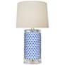 Tyone 14 1/2"H Blue and White Fish Scale Vase Table Lamp