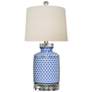 Tyone 18"H Blue and White Fish Scale Porcelain Table Lamp