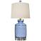 Tyone 18"H Blue and White Fish Scale Porcelain Table Lamp