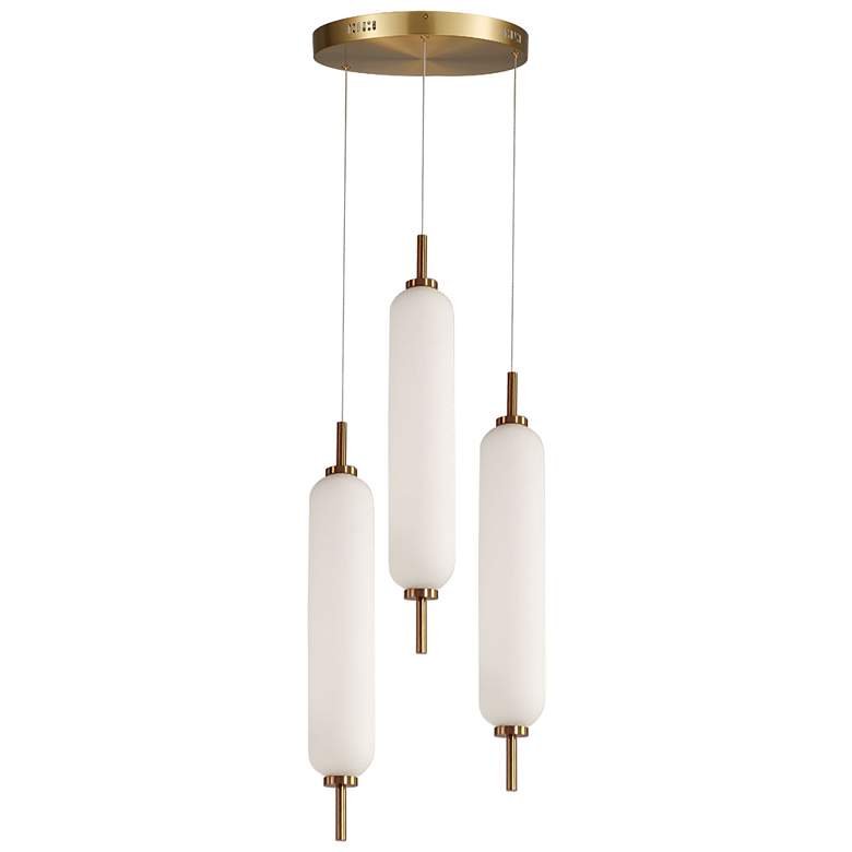 Image 1 Typha 12" Wide 3 Light Aged Brass LED Multi Pendant