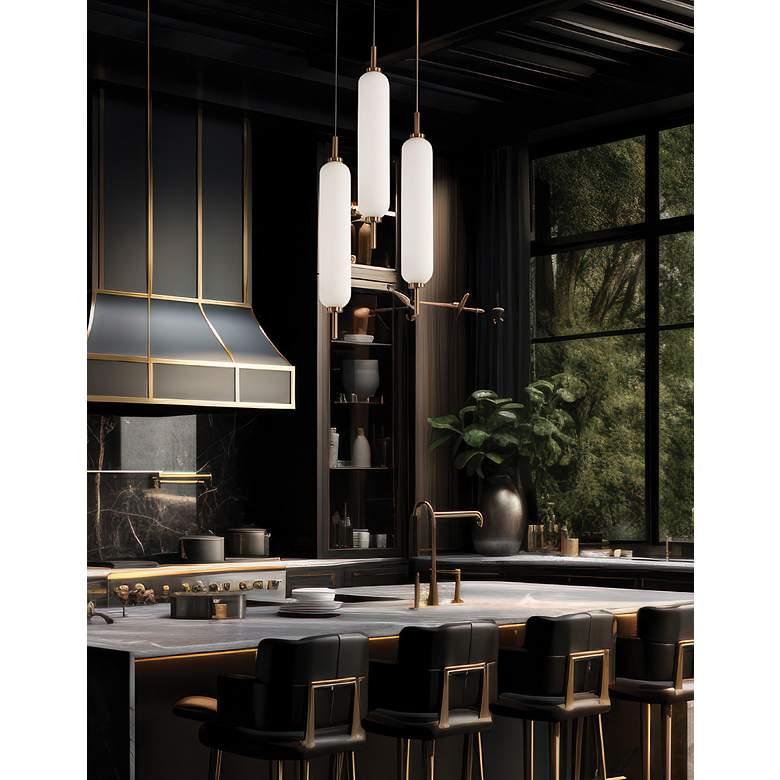 Image 2 Typha 12" Wide 3 Light Aged Brass LED Multi Pendant more views