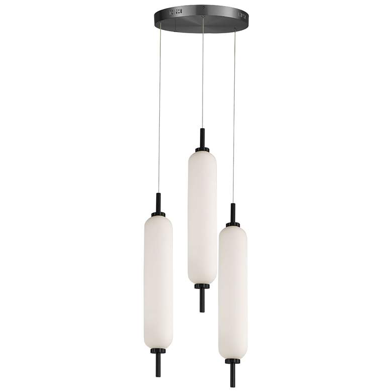 Image 1 Typha 12" Wide 3 Light Matte Black LED Multi Pendant