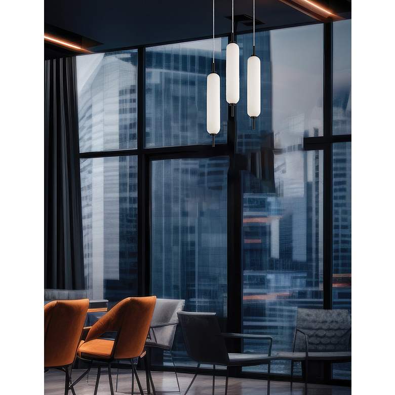 Image 2 Typha 12" Wide 3 Light Matte Black LED Multi Pendant more views