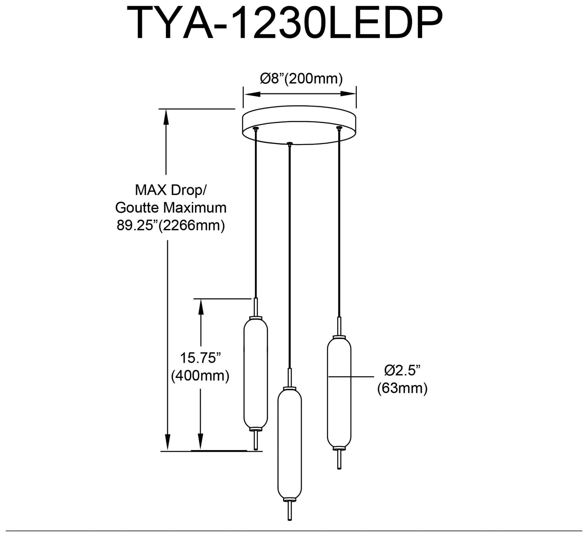 Image 3 Typha 12" Wide 3 Light Polished Chrome LED Multi Pendant more views