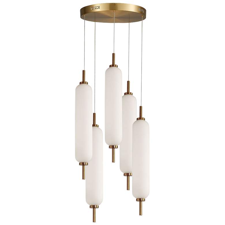 Image 1 Typha 12" Wide 5 Light Aged Brass LED Multi Pendant