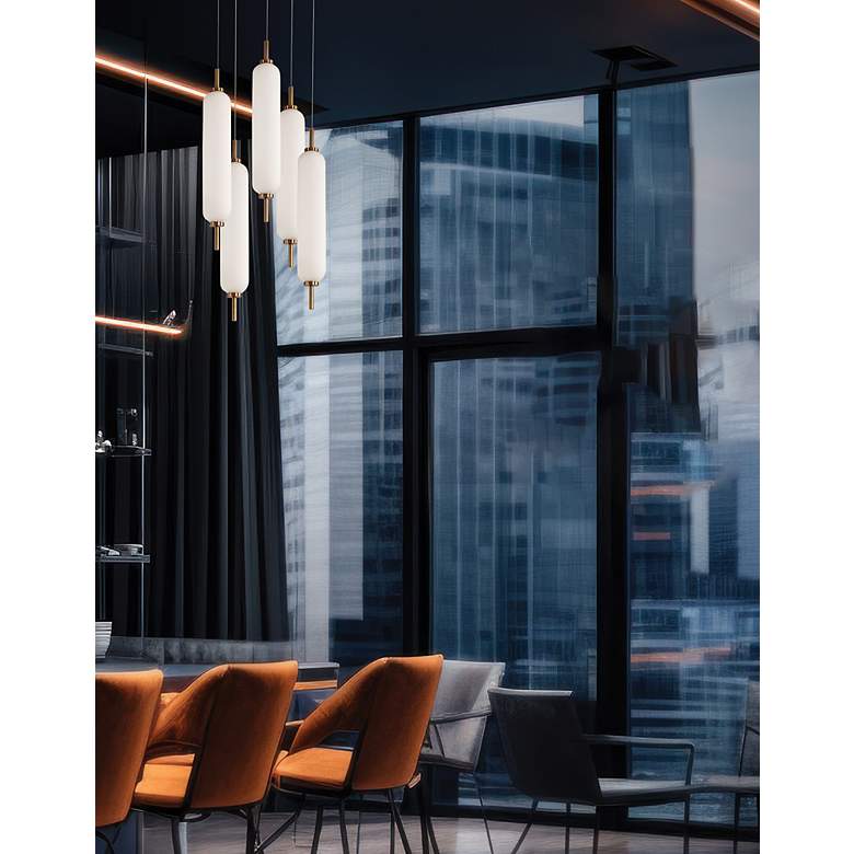 Image 2 Typha 12" Wide 5 Light Aged Brass LED Multi Pendant more views