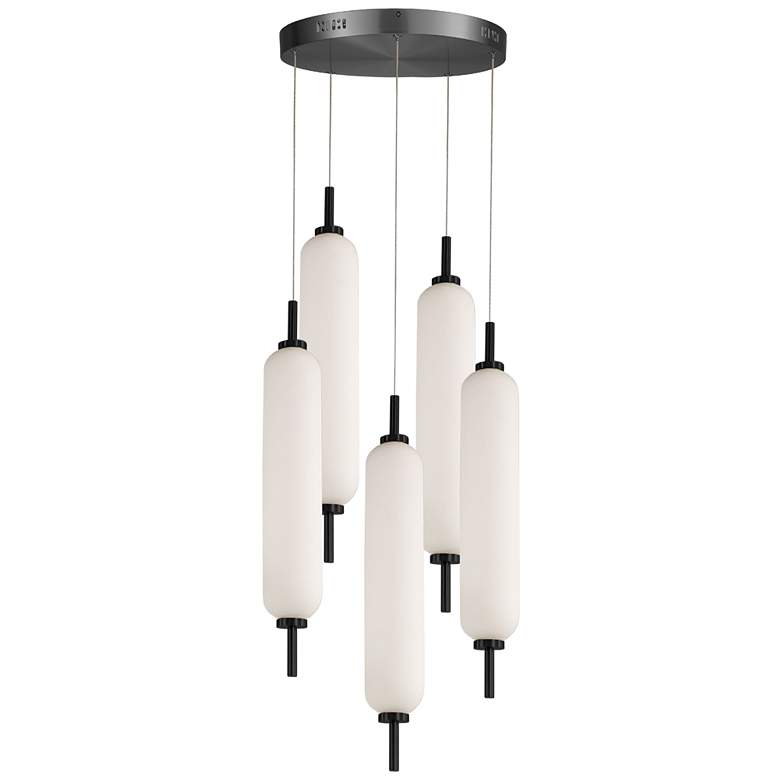 Image 1 Typha 12" Wide 5 Light Matte Black LED Multi Pendant