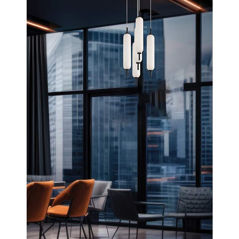 Image 2 Typha 12" Wide 5 Light Matte Black LED Multi Pendant more views