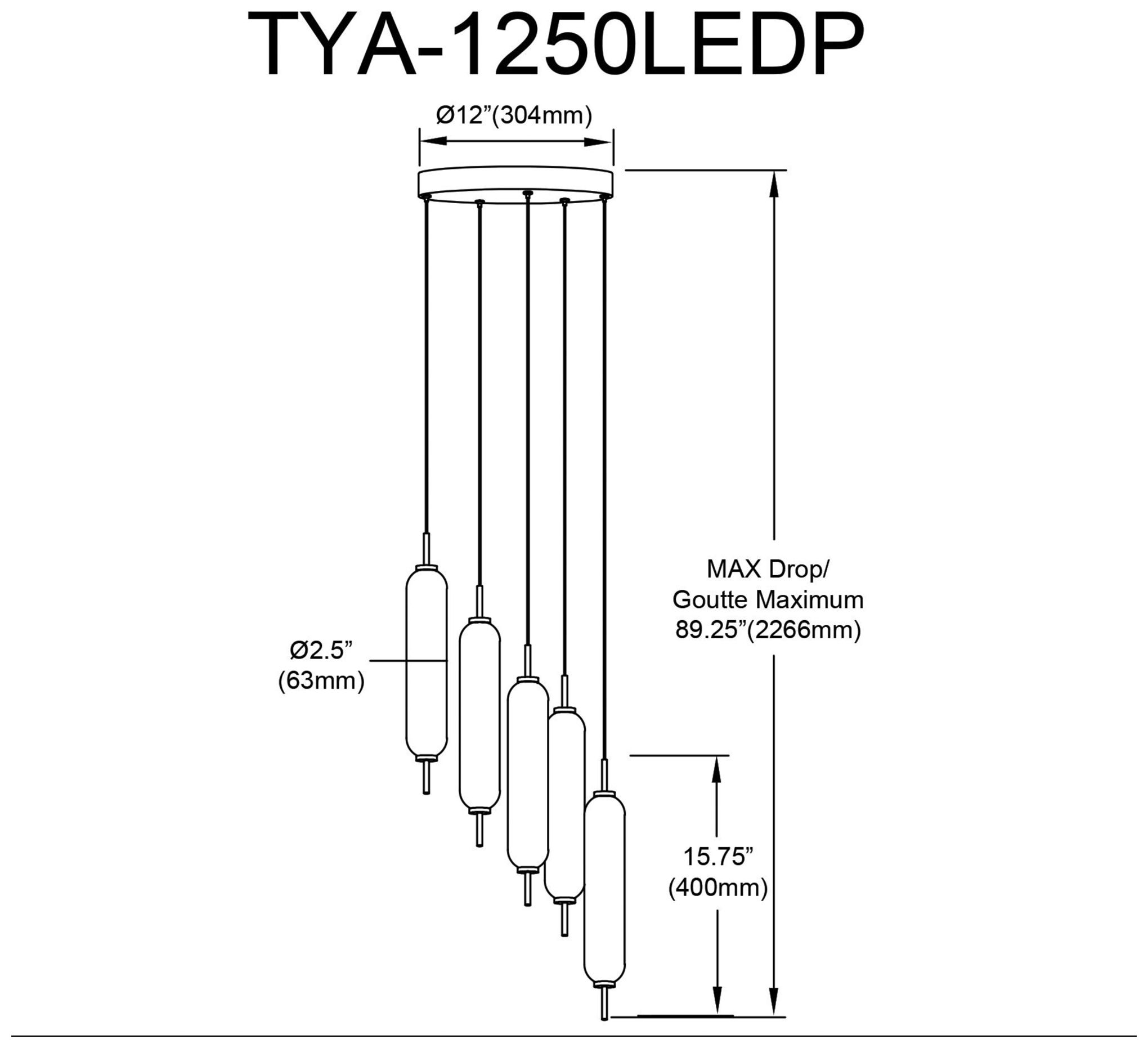 Image 3 Typha 12" Wide 5 Light Matte Black LED Multi Pendant more views