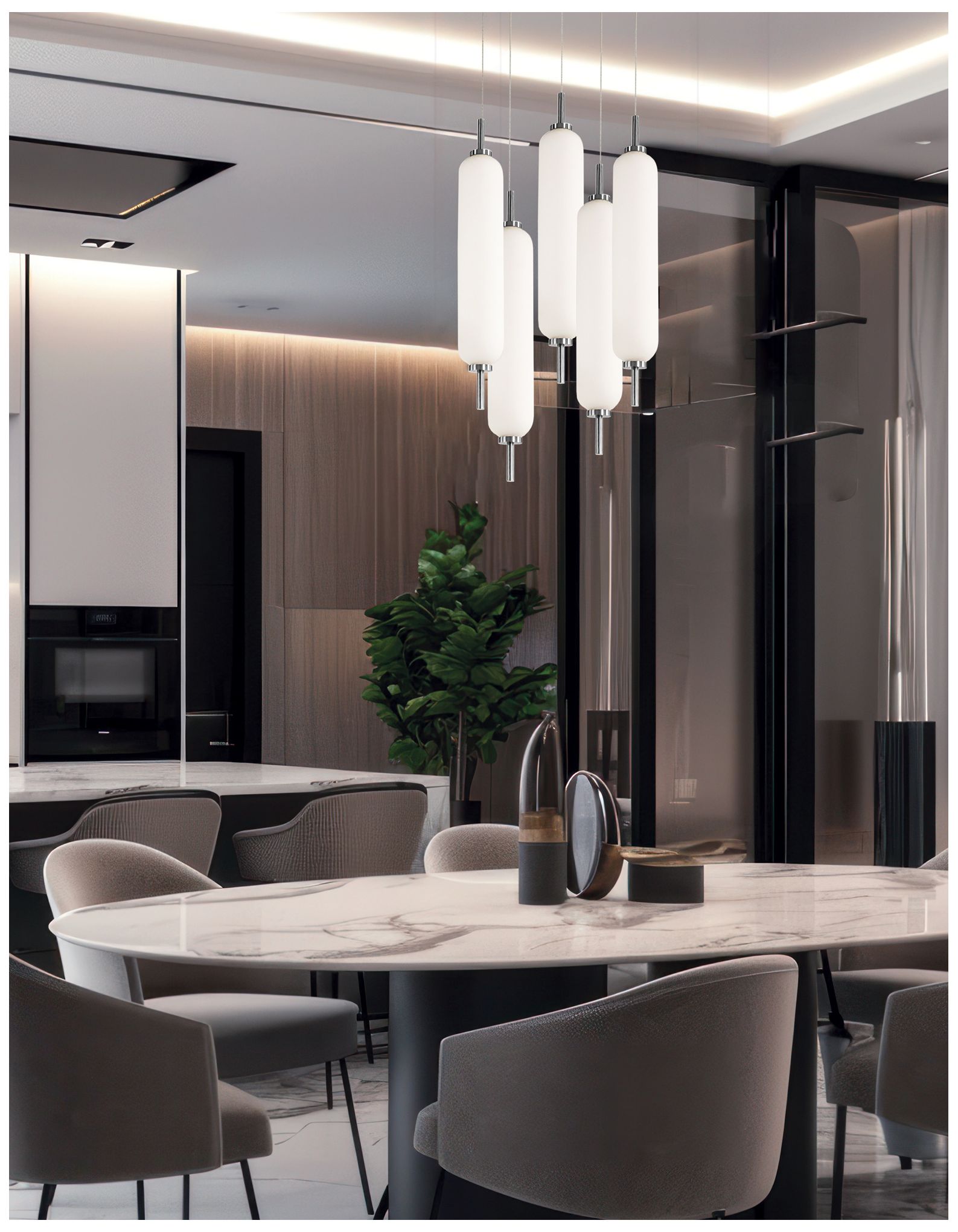 Image 2 Typha 12" Wide 5 Light Polished Chrome LED Multi Pendant more views