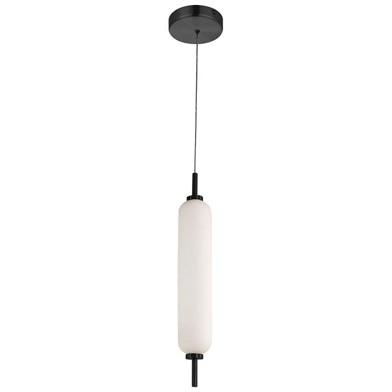 Image 1 Typha 2.5" Wide Matte Black 10W Pendant With White Opal Glass