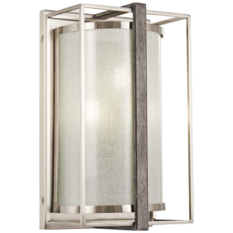 Image 2 Tyson's Gate 12"H Brushed Nickel with Shale Wood Wall Sconce