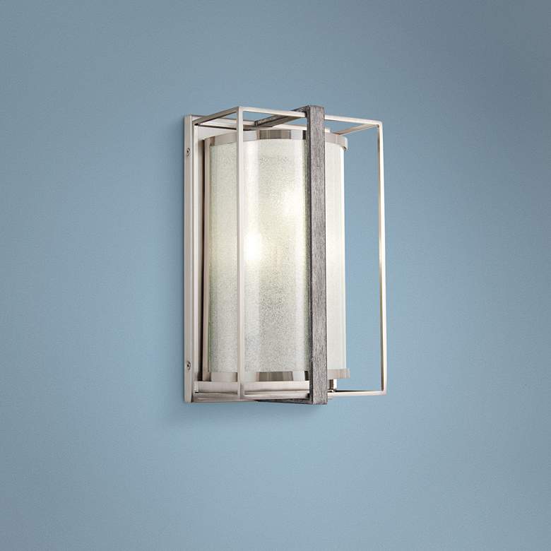 Image 1 Tyson's Gate 12"H Brushed Nickel with Shale Wood Wall Sconce