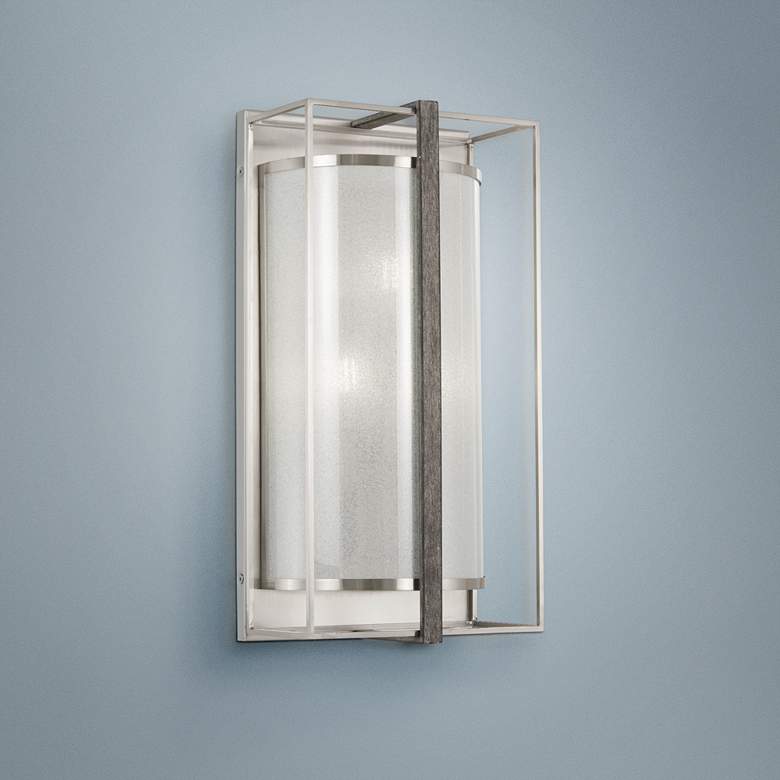 Image 1 Tyson's Gate 18"H Brushed Nickel with Shale Wood Wall Sconce