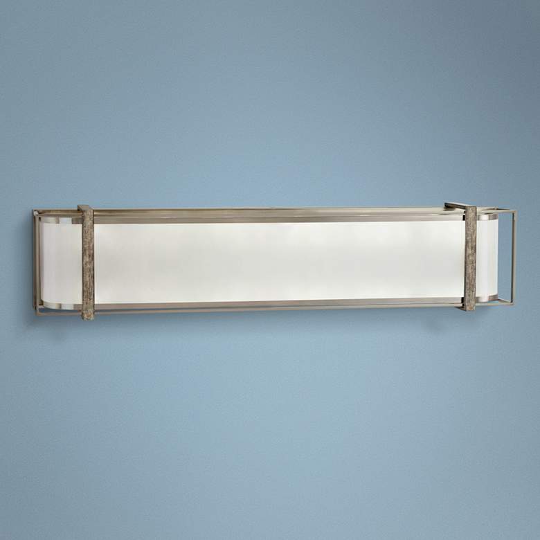 Image 1 Tyson's Gate 32"W Brushed Nickel with Shale Wood Bath Light