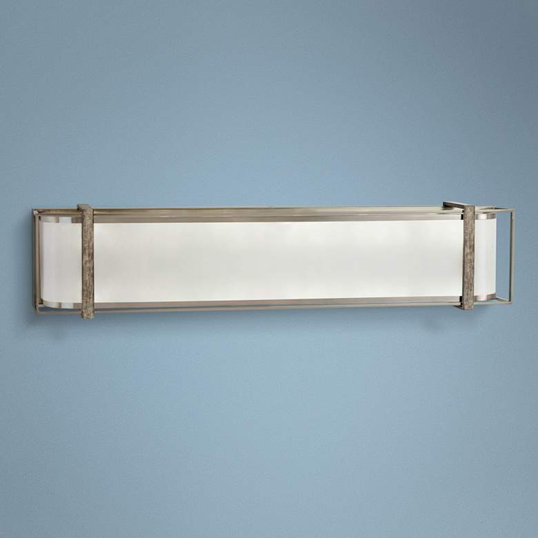 Image 1 Tyson&#39;s Gate 32 inchW Brushed Nickel with Shale Wood Bath Light