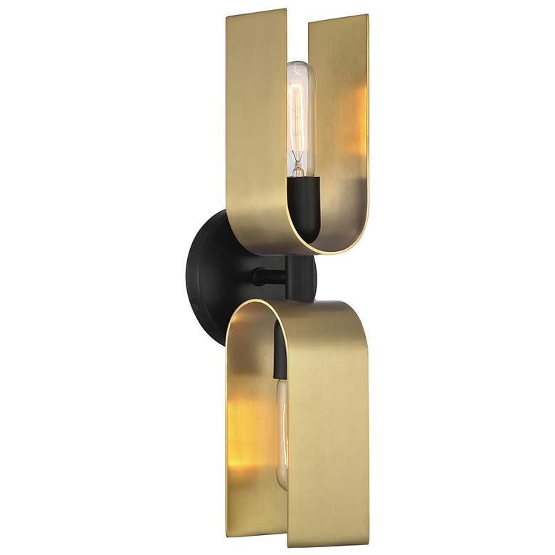 Image 1 U Turn 18" High 2-Light Matte Black Wall Sconce