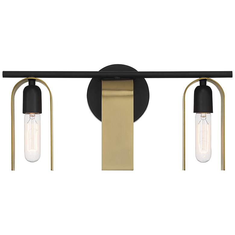 Image 2 U Turn 18 inch Wide Matte Black Metal 3-Light Vanity Bath Light