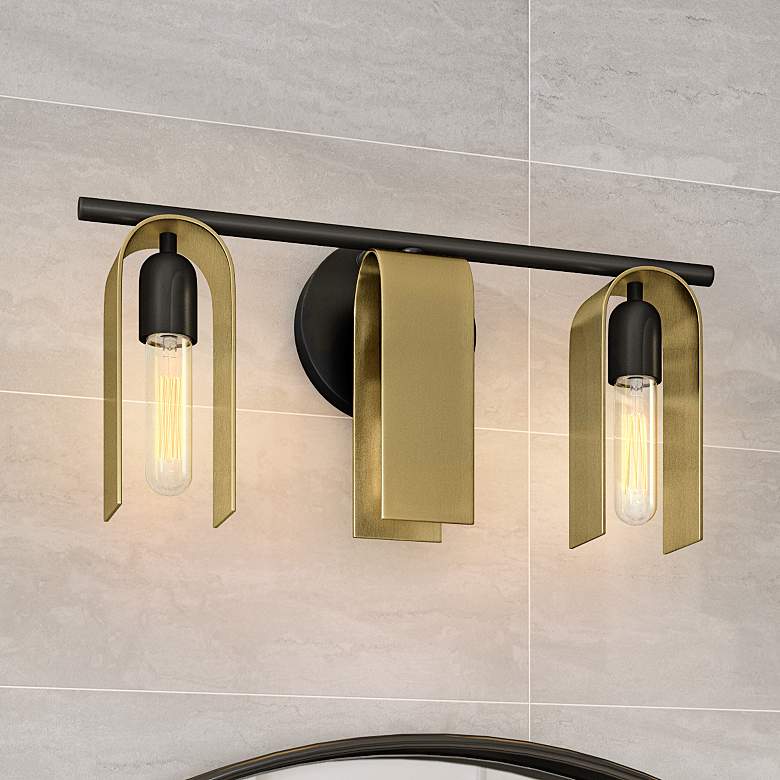 Image 1 U Turn 18" Wide Matte Black Metal 3-Light Vanity Bath Light