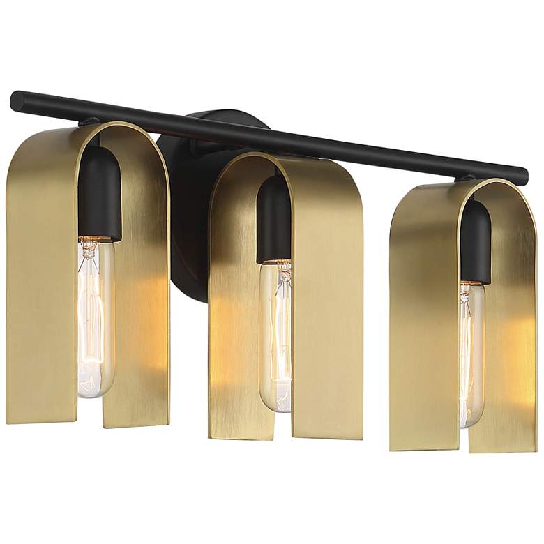 Image 4 U Turn 18" Wide Matte Black Metal 3-Light Vanity Bath Light more views