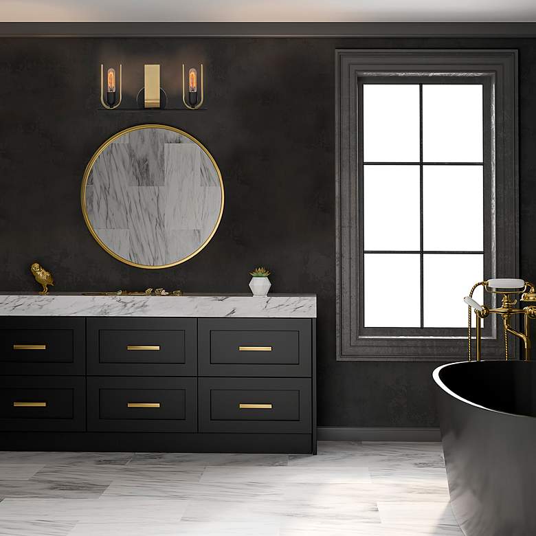 Image 6 U Turn 18" Wide Matte Black Metal 3-Light Vanity Bath Light more views