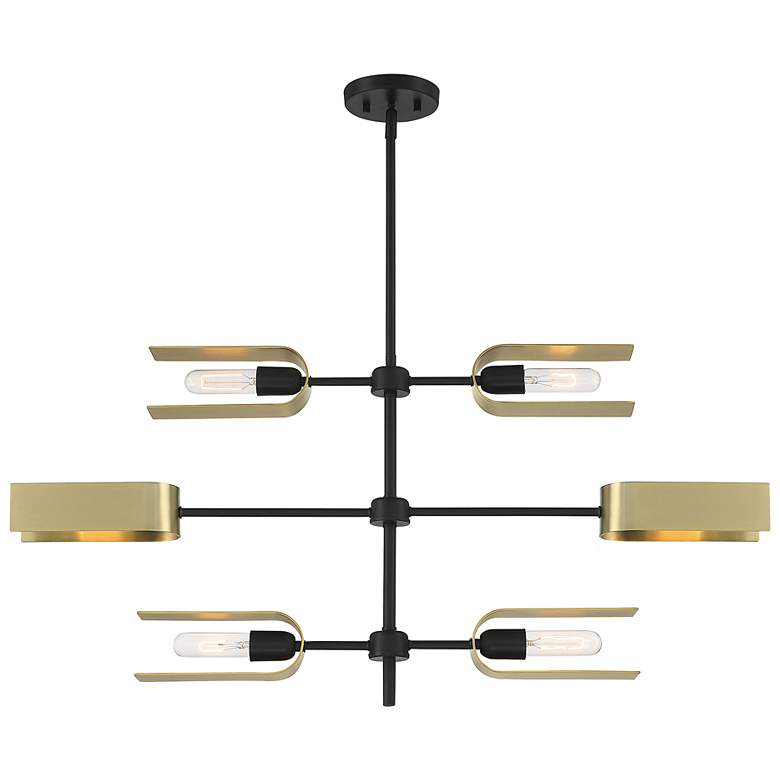 Image 3 U Turn 38" Wide Matte Black 6 Light Island more views