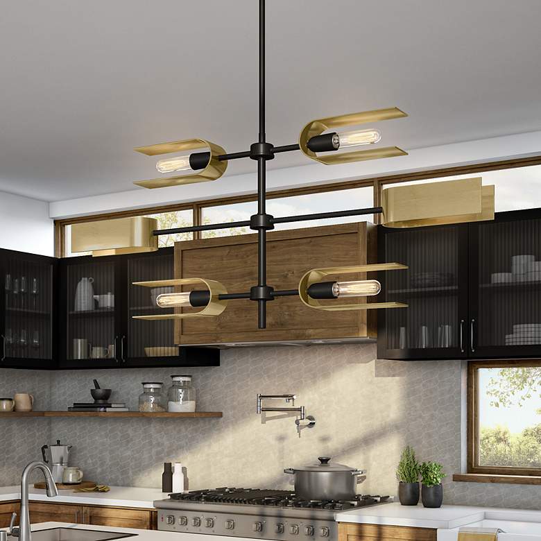 Image 4 U Turn 38" Wide Matte Black 6 Light Island more views